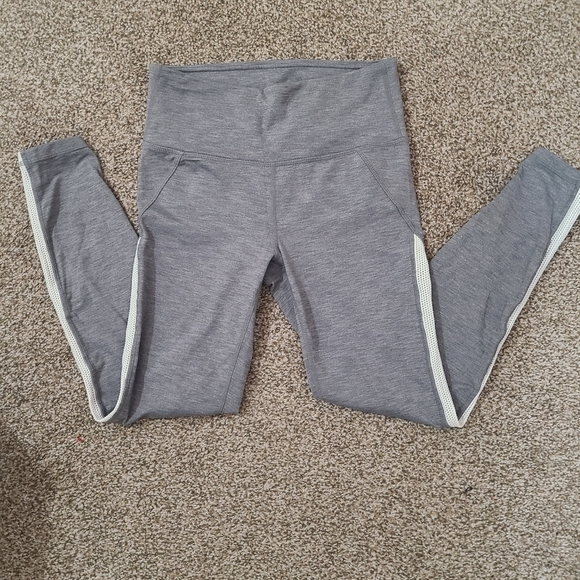 Athleta Chaturanga Striped Mesh Side Athletic Leggings - Picture 3 of 6